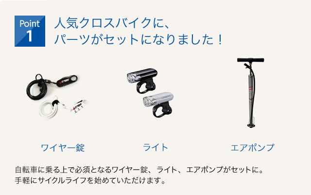 クロスバイク入門セット/cyma primerのpoint
