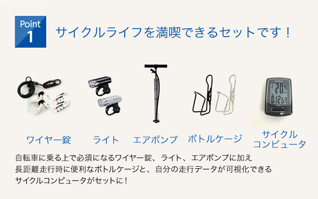 クロスバイク入門ワイドセット/cyma primerのpoint