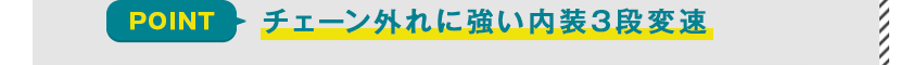 ブリヂストン（BRIDGESTONE）ステップクルーズ(STEPCRUZ)のハイパフォーマンス②チェーン外れに強い内装３段変速