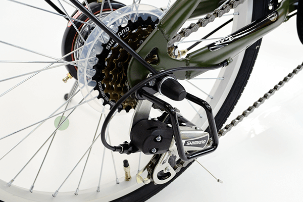 上り坂も楽に走ることができる6段変速機付き。