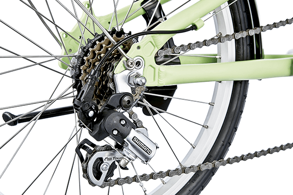 坂道でも安心・快適に走行していただける、信頼のシマノ製7段変速機を搭載。