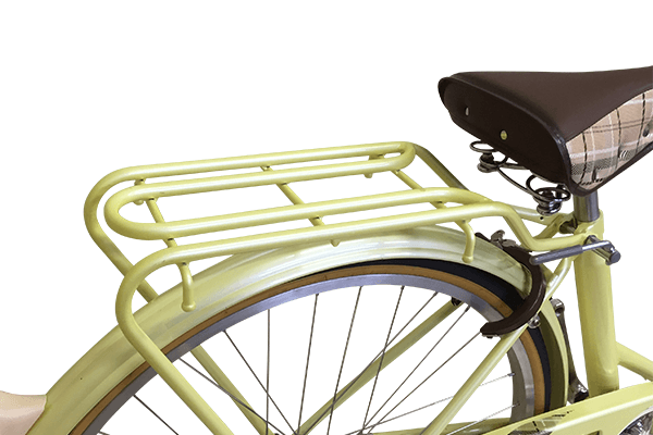 子乗せが取り付け可能な荷台を装備。重さ27kgまで耐えられます。