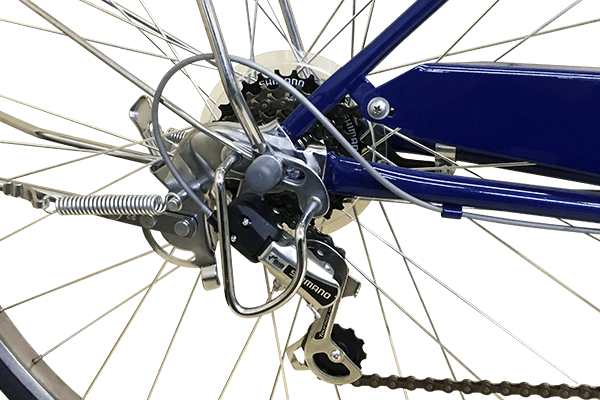 どんな道でも、快適に走れる信頼のシマノ製6段変速機を搭載。