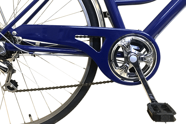 チェーンカバーが付いているため、走行中のチェーンによる裾汚れも防御。