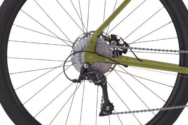 信頼性の高いシマノ製変速機を採用。