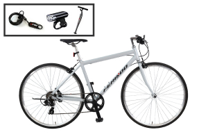 ライトグレー／クロスバイク入門セットFERIADO(フェリアード) ［外装7段変速］［アルミフレーム］