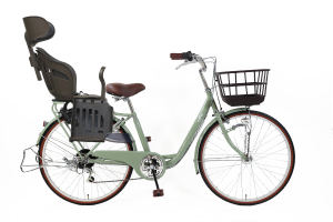 グリーンベージュ／ヘッドレスト付チャイルドシート搭載cyma refine(サイマリファイン)［外装6段変速］［26インチ］