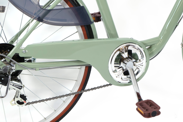 チェーンカバーが付いているため、走行中のチェーンによる裾汚れも防御。