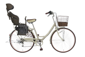 グレージュ／ヘッドレスト付チャイルドシート搭載グランディーノ［外装6段変速］［26インチ］［クラス27キャリア］