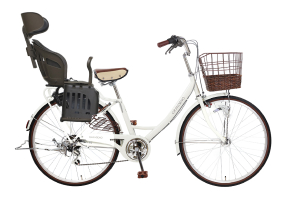 エクリュホワイト／ヘッドレスト付チャイルドシート搭載グランディーノ［外装6段変速］［26インチ］［クラス27キャリア］