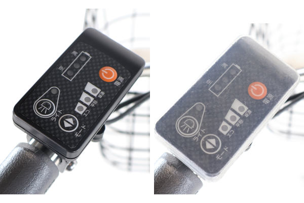 3モード（坂道・平坦・エコ）の切替ボタンでアシスト力をコントロール。バッテリー残量は三段階で表示。簡単に操作できます。