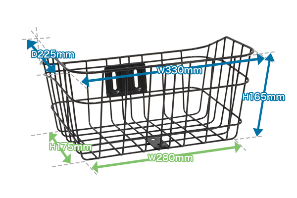 スポーツ車に最適なコンパクトバスケットを標準装備。幅330×奥行225×高さ165mm (底面:幅280×奥行175㎜)
