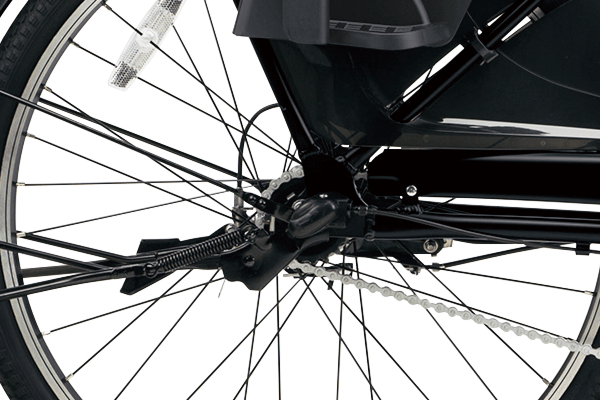 チェーン外れの心配が少なく、メンテナンスがラクな内装3段変速機を搭載。