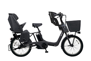 マットジェットブラック／3人乗り用チャイルドシート付きギュット・アニーズ・EX -2019モデル-［内装3段変速］［20インチ］