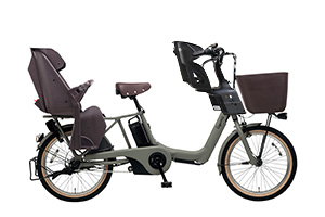 マットオリーブ／3人乗り用チャイルドシート付きギュット・アニーズ・EX -2019モデル-［内装3段変速］［20インチ］