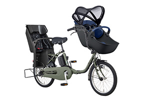 マットオリーブ／3人乗り用チャイルドシート付きギュット・クルーム・DX［内装3段変速］［20インチ］［クラス27キャリア］