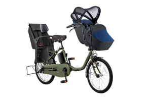 マットカーキグリーン／3人乗り用チャイルドシート付きギュット・クルーム・DX［内装3段変速］［20インチ］［クラス27キャリア］