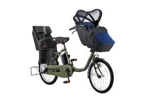 マットモスグリーン／3人乗り用チャイルドシート付きギュット・クルーム・DX［内装3段変速］［20インチ］［クラス27キャリア］