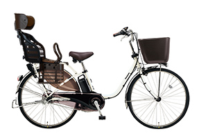 プレミアムホワイト／ヘッドレスト付きチャイルドシート搭載ビビ・KD -2018モデル-［内装3段変速］［24インチ］［26インチ］［クラス27キャリア］