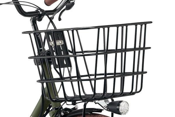 大型のワイドバスケットは荷物も積みやすくオシャレなデザインです。