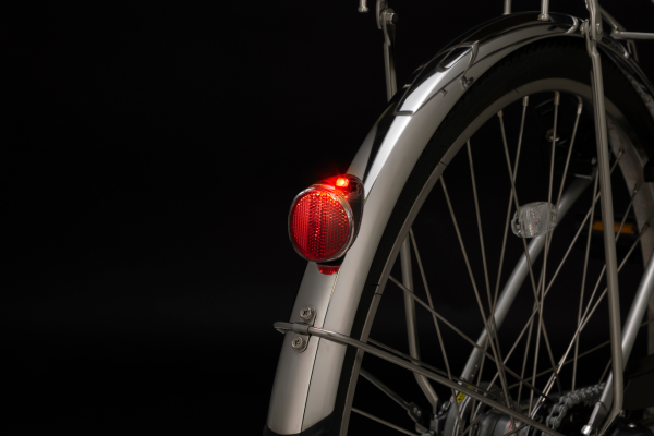 太陽光で充電し、暗くなると自動で点滅するので夕方以降のお出かけでも安心。