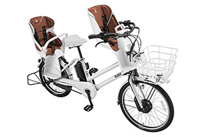 E.XBKホワイト(2020モデル)／3人乗り用チャイルドシート付きbikke GRI dd（ビッケグリdd）［内装3段変速］［クラス27キャリア］［3人乗り対応］