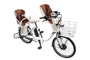 E.XBKホワイト／3人乗り用チャイルドシート付きbikke MOB dd（ビッケモブdd）［内装3段変速］［20インチ］［クラス27キャリア］