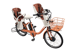 E.Xオークルオレンジ／3人乗り用チャイルドシート付きbikke MOB dd（ビッケモブdd）［内装3段変速］［20インチ］［クラス27キャリア］