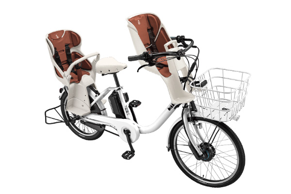 ブリヂストンビッケ子ども乗せ2人乗り買い物カゴ付き電動自転車