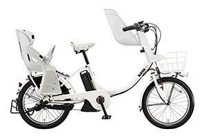 E.XBKホワイト／3人乗り用チャイルドシート付きbikke MOB e-2018モデル-［内装3段変速］［20インチ］［クラス27キャリア］