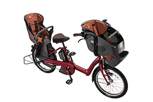 T.レトロレッド(2019モデル)／3人乗り用チャイルドシート付きbikke POLAR e（ビッケポーラーe）［内装3段変速］［20インチ］［3人乗り対応］