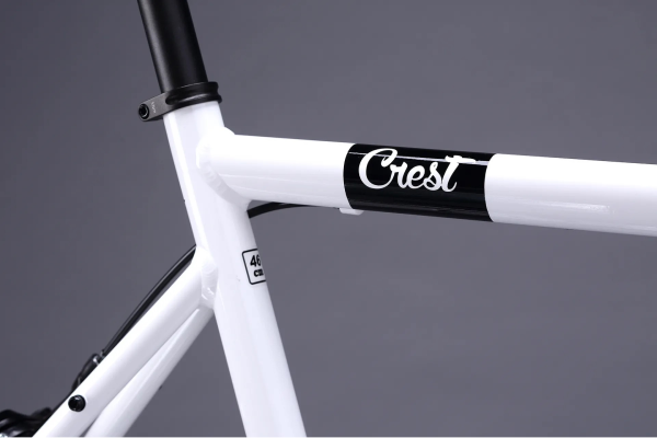 単純な丸チューブではなく、セミエアロ形状で細かいこだわりを施したフレーム。