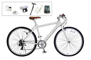 アーバンホワイト／クロスバイク入門ワイドセット/cyma primer［アルミフレーム］［外装7段変速］