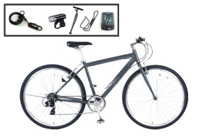 ダークグレー／クロスバイク入門ワイドセット/cyma primer［アルミフレーム］［外装7段変速］