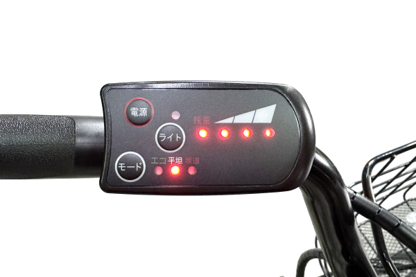 操作が簡単にできるスイッチ。バッテリー残量確認もスイッチで出来ます。