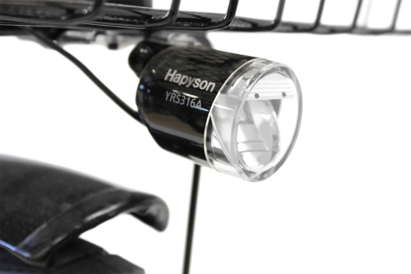 ライト切れの心配なく、周囲が暗くなると自動的に点灯し遠くまで照らせるLEDハブダイナモライトを搭載。