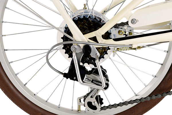 どんな道でも安心・快適に走行していただける様に、信頼のシマノ製6段変速機を搭載。