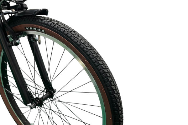 Ｖブレーキでしっかり止まるブレーキ機構。