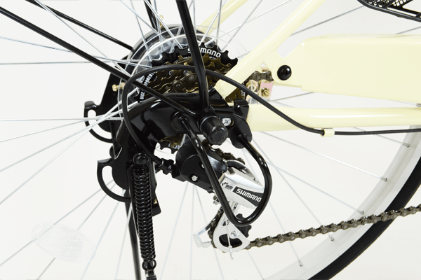 どんな道でも安心・快適に走行していただける様に、信頼のシマノ製6段変速機を搭載。