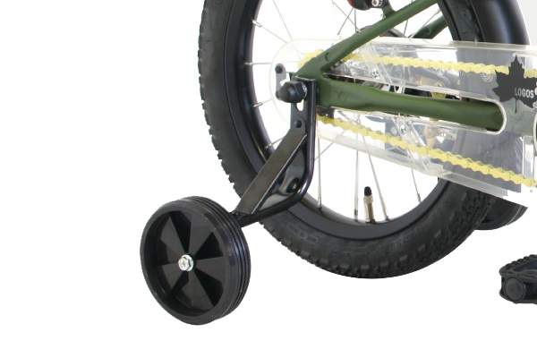 自転車の乗り始めから補助輪を外した後までをサポートする、安心の補助輪＆1本スタンド付セット。
