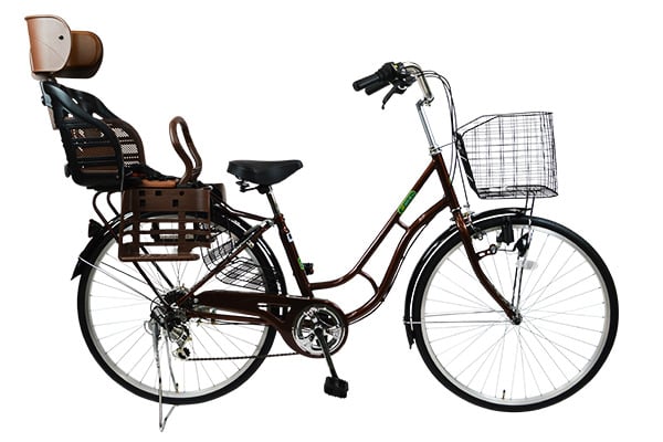 SHIKISHIMA ヘッドレスト付きチャイルドシート搭載メイファ 子供乗せ自転車 26インチ