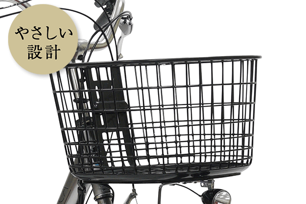 変形やキズに強く、しっかり積める大容量の前かごです。