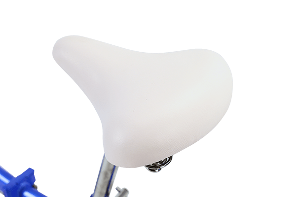 鮮やかなブルーを惹き立てる、ホワイトのサドルを採用。