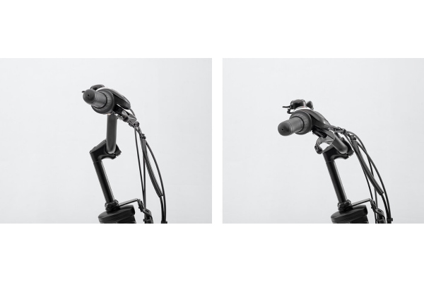 積載時でも快適な操作性をキープ。疲れにくい角度と形状に設計された、スタイリッシュなアップハンドルです。