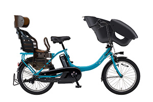 アクアシアン／3人乗り用チャイルドシート付きPAS kiss mini un -2019モデル-［内装3段変速］［20インチ］