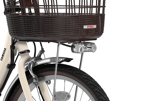 球切れの心配がない、ホワイトLEDを使用したバッテリーランプ。バッテリー電源を利用しているので、ランプ点灯時でもペダルが重くなりません。