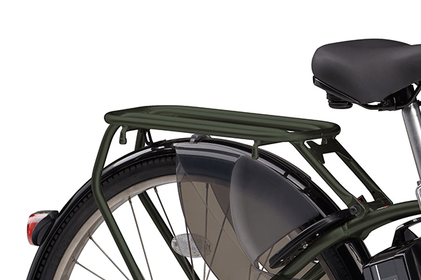 重さ27kgまで耐えられるリアキャリアを搭載。オプションでチャイルドシートが取り付けられます。