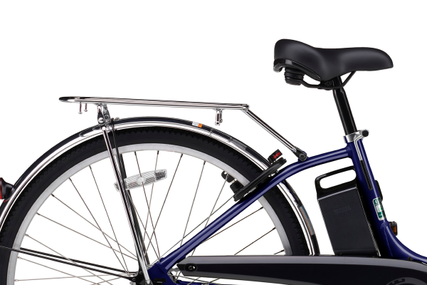 リヤチャイルドシート（別売）が装着可能なクラス27リヤキャリヤを装備。※リヤチャイルドシートを利用する場合はドレスガード（別売）を必ず装着してください。リヤキャリヤのクラス値は、JIS D 9453によるものです。許容積載容量は27kgです。