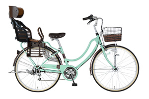 ライトグリーン／ヘッドレスト付チャイルドシート搭載Lydiare（リディアーレ）［26インチ］［外装6段変速］［クラス27キャリア］