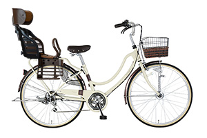 ベージュ／ヘッドレスト付チャイルドシート搭載Lydiare（リディアーレ）［26インチ］［外装6段変速］［クラス27キャリア］